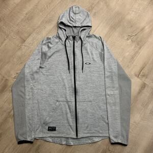 Oakley Full Zip Up Hoodie Men's Large L Regular Fit Lightweight Gray Sweatshirt